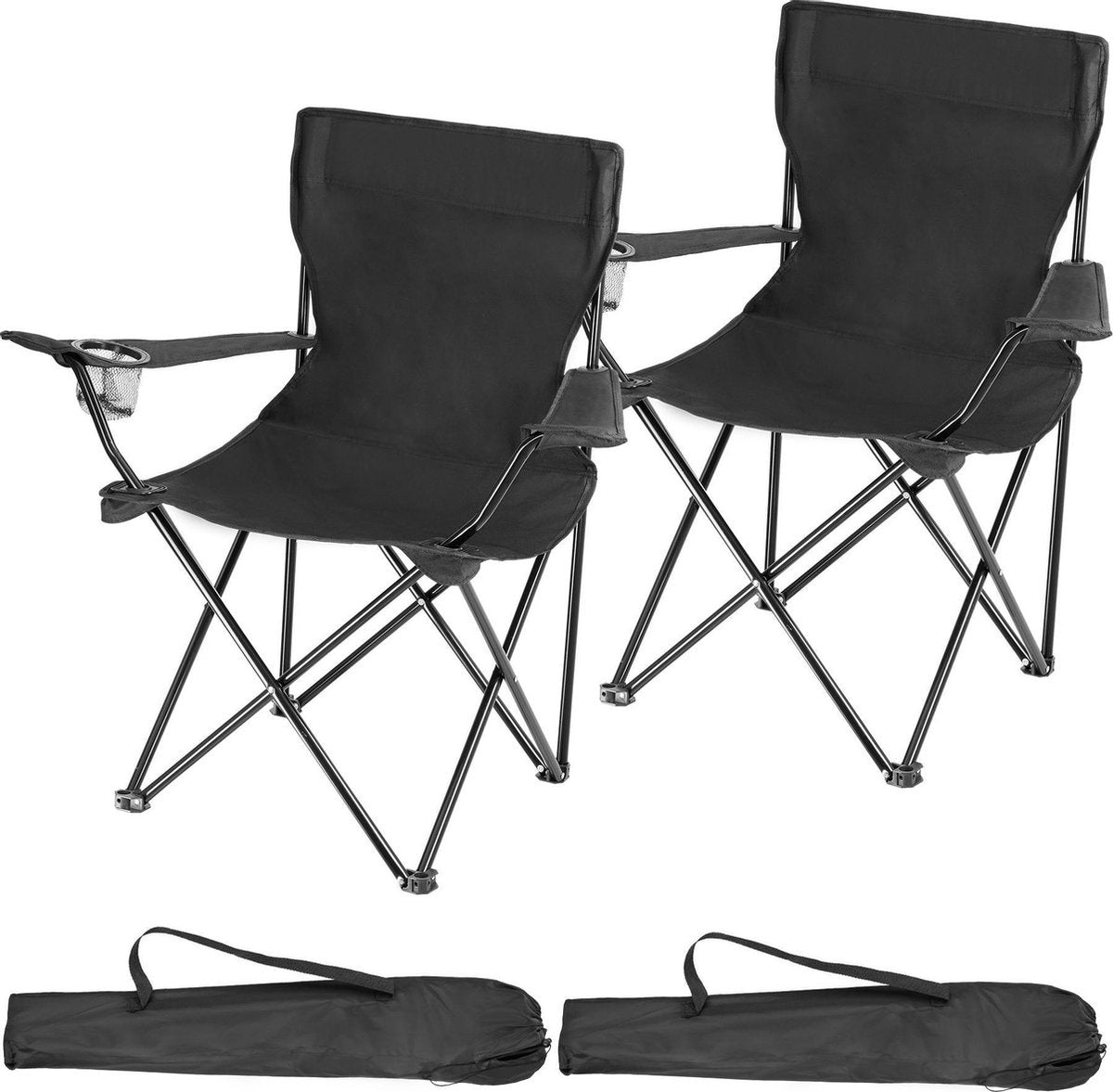 Tectake - set de 2 chaises de camping - Gil noir - 403875