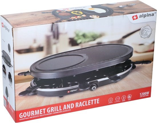 Alpina Gourmet Set - Gril - avec poêles et spatules - 1200W - 8 personnes