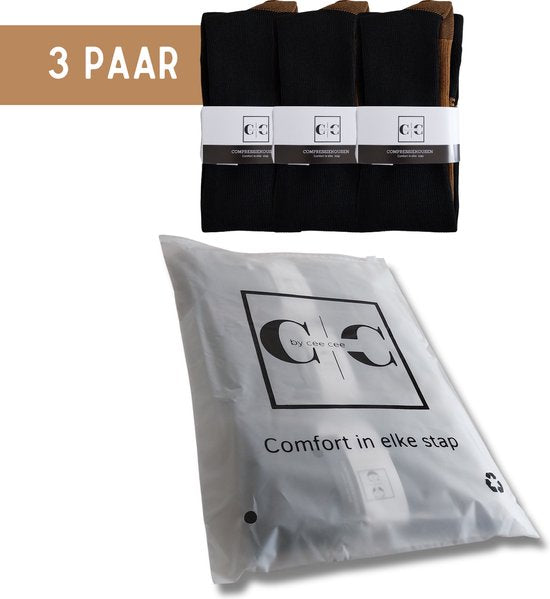 Chaussettes de compression 3 paires - Chaussettes de maintien Femmes et Hommes - Chaussettes de compression - Chaussettes de course - Chaussettes de sport - Taille 46-51 XXL