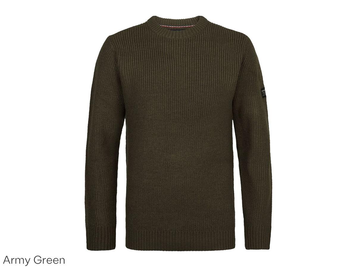 Pull en maille couleur pétrole à col rond - Modèle basique - taille XXL - Noir intense