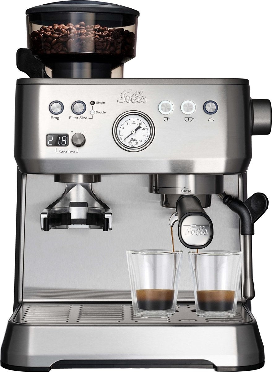 Machine à espresso avec moulin à café antistatique - Solis Grind & Infuse Perfetta 1019 - Argent