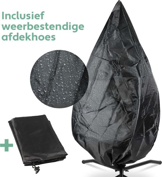 Chaise suspendue Vita5 Egg - avec support - intérieur et extérieur - chaise cocon - pliable - jusqu'à 150 kg - coussin et housse inclus - gris clair