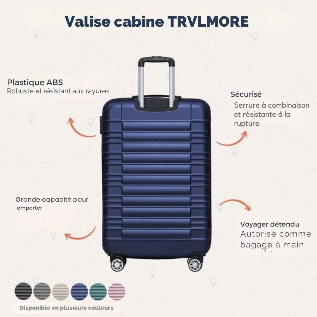 Valise - TRVLMORE  - Bagage à main - 54x36x20cm - 38L - Bleu foncé