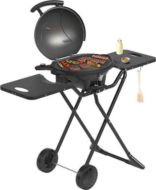 Barbecue électrique KitchenBrothers - 2-en-1 - Pliable - 2 400 W - 250 °C - Noir
