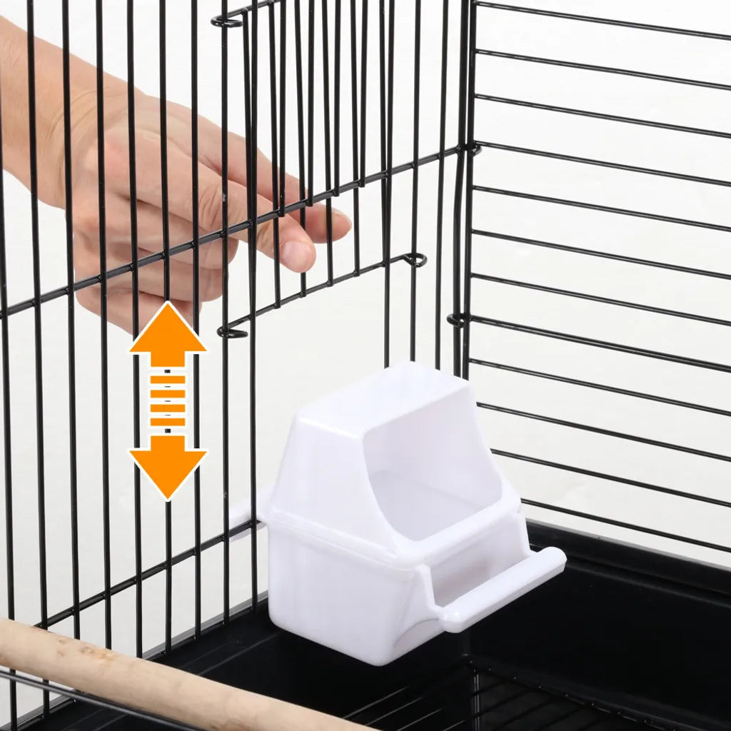 Yaheetech Cage à oiseaux avec jouets et toit rabattable - Noir - 40 x 40 x 58 cm