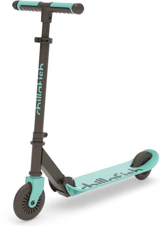 Trottinette Chillafish pour garçons et filles à partir de 5 ans avec frein au pied - Bleu Vert - Trottinette avec guidon réglable - Pliable et légère, équipée de roues ABEC-5 - Modèle Flexxi