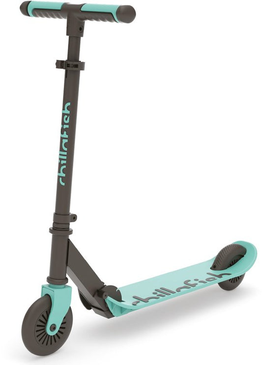 Trottinette Chillafish pour garçons et filles à partir de 5 ans avec frein au pied - Bleu Vert - Trottinette avec guidon réglable - Pliable et légère, équipée de roues ABEC-5 - Modèle Flexxi