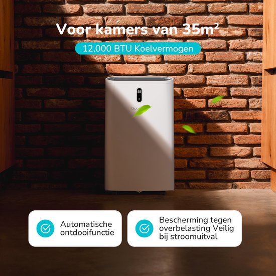 Bloomfold Mobile Air Conditioner - 12,000 BTU - 4-in-1 - Air conditionné avec kits d'étanchéité pour fenêtres - Chambre à coucher - Salon - refroidir jusqu'à 35m² - Mode Wifi & App