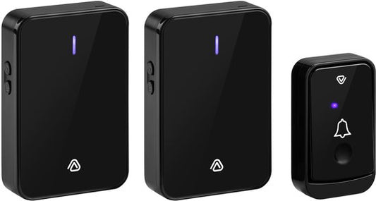 Vlectro - Sonnette sans fil avec 1 ou 2 récepteurs - Noir - Sonnette avec 2 récepteurs