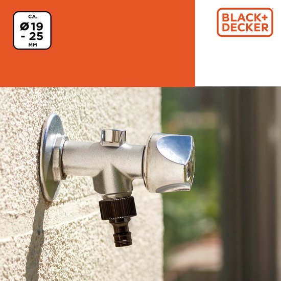 BLACK+DECKER Connecteur de robinet 3/4''-1'' - ⌀ 19-25 CM - Connecteur - Plastique - Noir