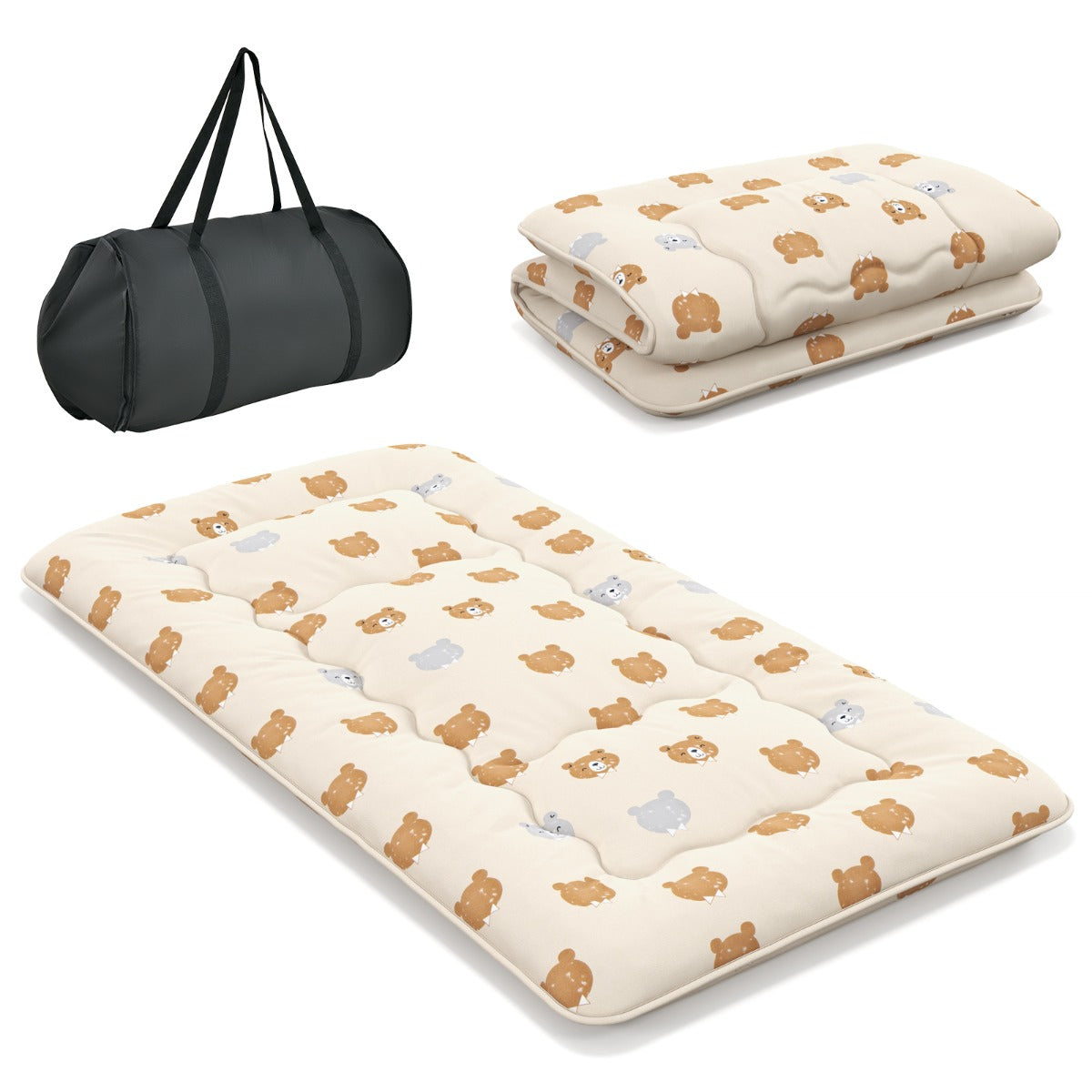 Matelas Futon Coast avec housse amovible et sac de transport - 90 x 200 cm - Crème