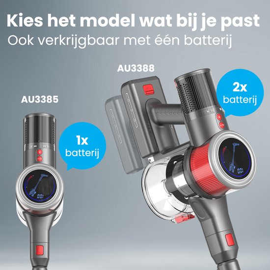 Auronic Stick hoover - Sans fil - Aspirateur autoportant - Sans sac - 350W - Batterie supplémentaire - Aspirateur - Gris/Rouge
