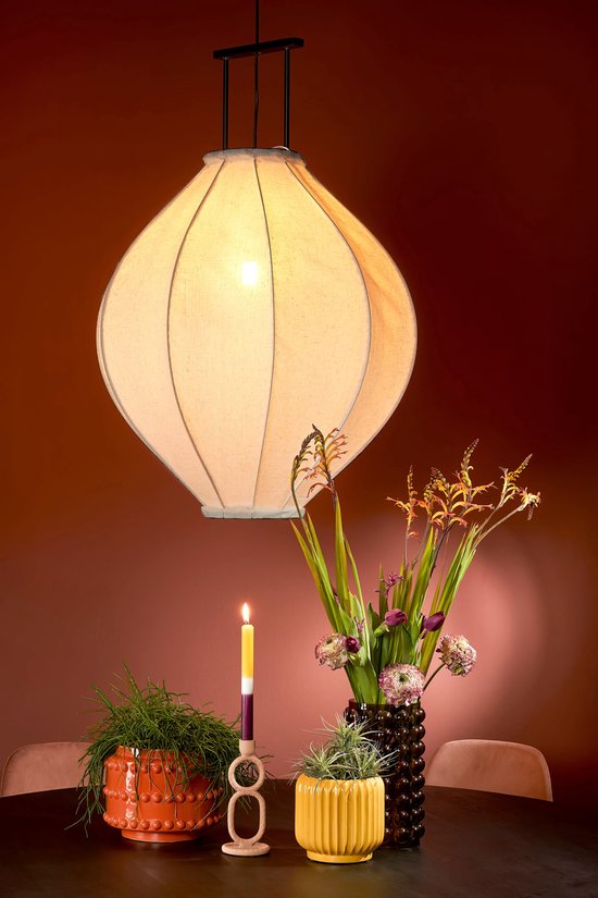 Lampe pendante - Mica Decorations  - H94 x Ø70 cm - Lin - Blanc cassé