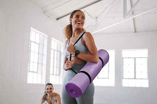 DH FitLife Tapis d'entraînement, tapis de fitness, tapis de sport, 183 x 61 x 1 cm, extra résistant à la déchirure, tapis de yoga, antidérapant et épais, tapis d'entraînement (violet)