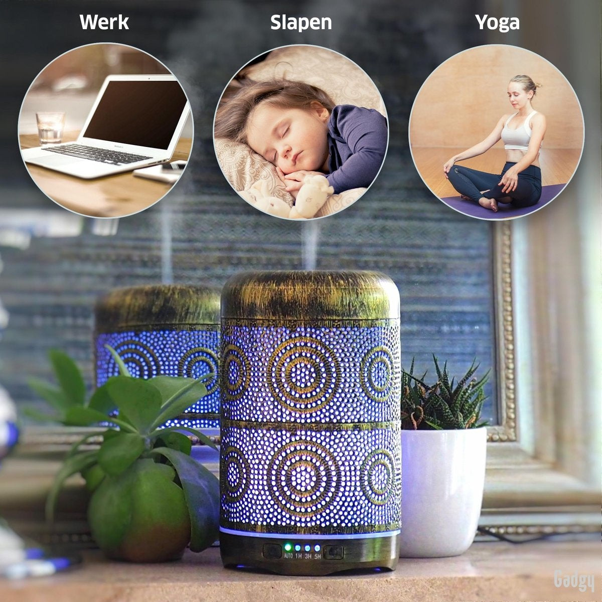 Gadgy Aroma Diffuser - Humidificateur Chambre Bébé Chambre à coucher - Diffuseur de parfum - avec éclairage LED - Diffuseurs d'arômes - 250 ml