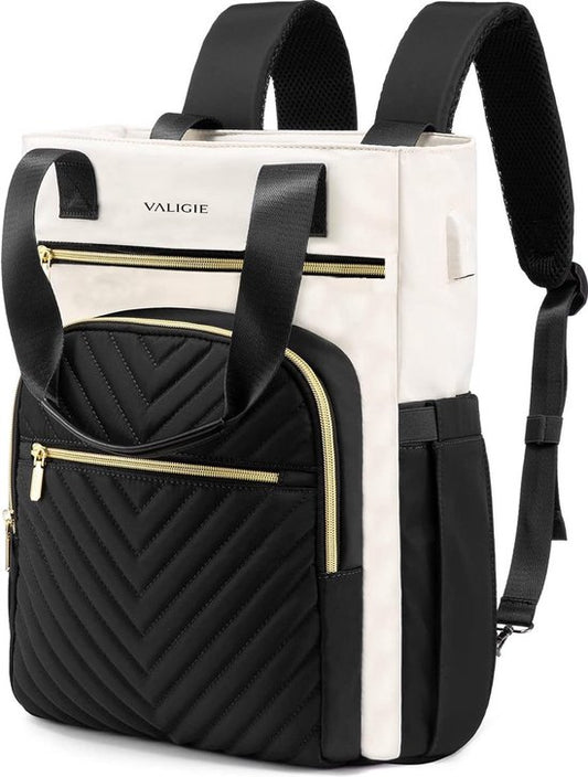 VALIGIE Backpack Ladies - Sac à dos et sac à main 2 en 1 - Sac d'école fille - Sacoche pour ordinateur portable 15,6 pouces - Port USB