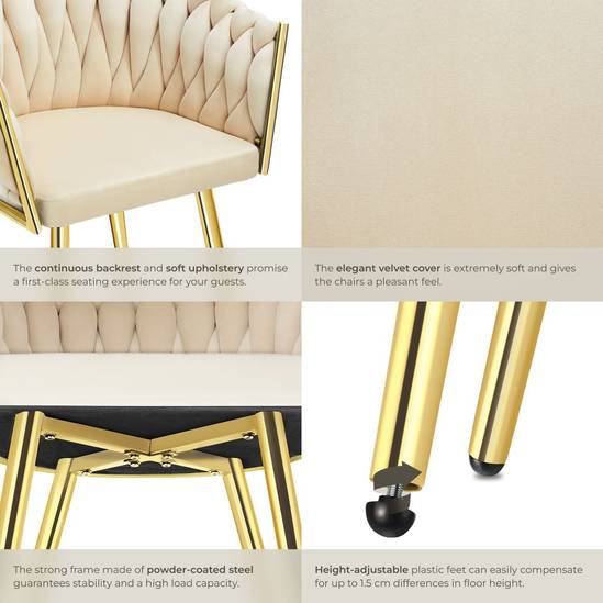 tectake Chaise de salle à manger Astano - Velours - Noir