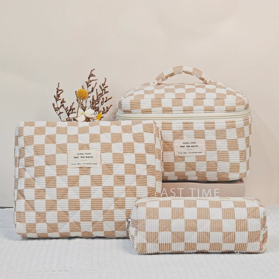 Skycases Travel Essentials - Trousse de maquillage 3 pièces - Coton écologique - Organisateurs floraux matelassés - Spacieuse, durable et idéale pour les voyages