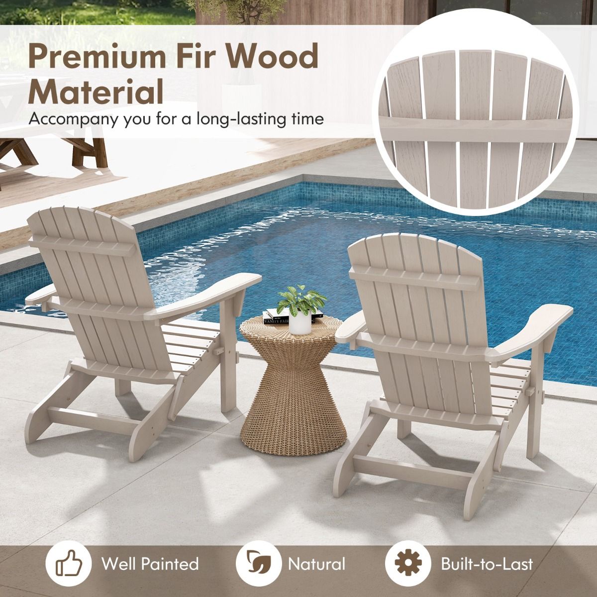 Chaises Adirondack pliantes Coast - lot de 2 - ergonomiques et robustes - grises