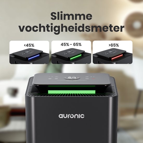 Déshumidificateur et purificateur d'air Auronic - Série Pro - 20L par jour - Fonction Lavage-Séchage - Chambre à coucher, salle de bain et salon - Déshumidificateur pour la maison - Noir