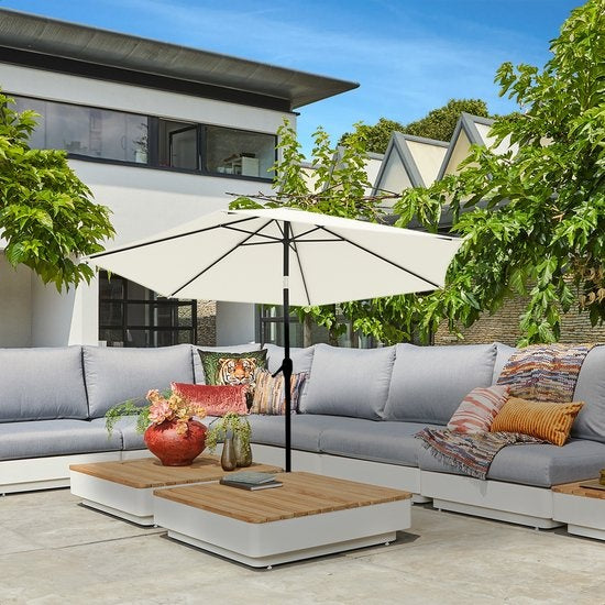 LifeGoods Parasol - Ø270 cm - 30° inclinable - imperméable - avec housse - Crème