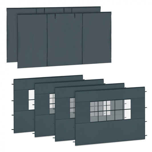 Ensemble de parois latérales VONROC 6 x 4,5 m PT815AA - Gris - 6 pièces
