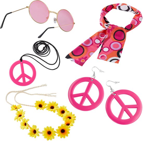 dressforfun - ladies costume hippie flowerpower - L - Costume carnaval - Halloween - Dress up - Party wear - Carnival wear - Party wear