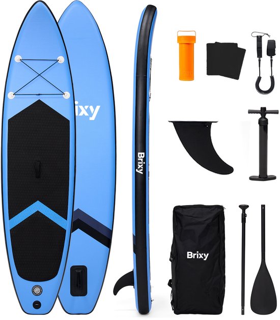 Brixy SUP Board - Inflatable Paddle Board - Set complet - 305 cm - Max. 150 kg - Bleu