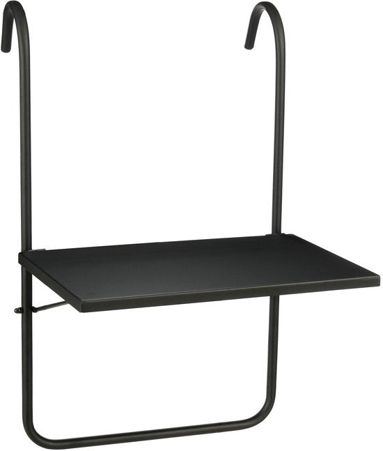Mica Decorations Seattle - Table suspendue pour balcon - Petite table d'extérieur - Plateau pour balcon - 57,5 x 38 cm - Métal - Noir