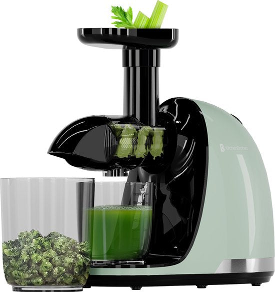 KitchenBrothers Slowjuicer - Presse-légumes et fruits - Extracteur de jus - 700ml - Vert pastel