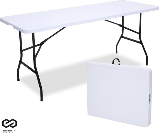 Infinity Goods Table pliante - Table pliante - 180 x 70 x 74 cm - Table de camping - Table de jardin - Portable - Blanc