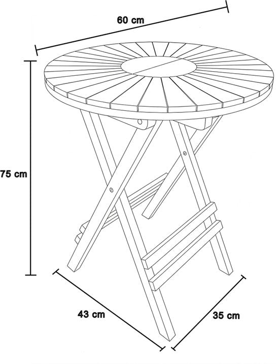 Table de jardin ronde AXI Gia en teck – 60 x 60 x 75 cm – Pliable – Table pliante ronde – Table de jardin en bois – Marron – Pour 2 personnes – Pour le jardin, la terrasse et le balcon