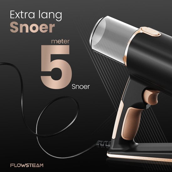 FLOWSTEAM® Deluxe Steam Cleaner - 13 accessoires - vapeur à 120° - nettoyeur de tapis - nettoyeur de taches - sèche-mains - cordon de 5 m - 2 lingettes microfibres incluses