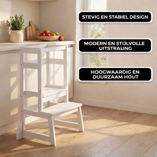 Oemmie Learning Tower - Tour d'apprentissage - Tour d'apprentissage Montessori - Tour d'apprentissage Kitchen Aid - Tour d'apprentissage - Step up - Marchepied pour enfants - Blanc