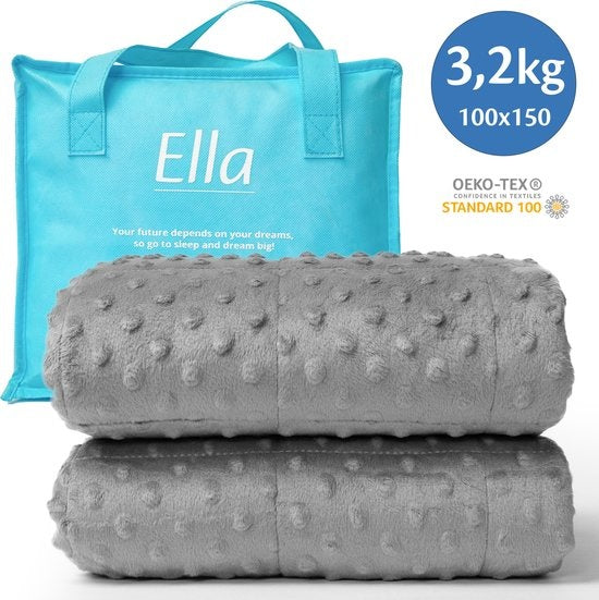 Ella® Couverture lestée pour enfant 3.2kg en Coton & Minky - 100 x 150cm - OEKO-TEX Coton & Minky Fleece