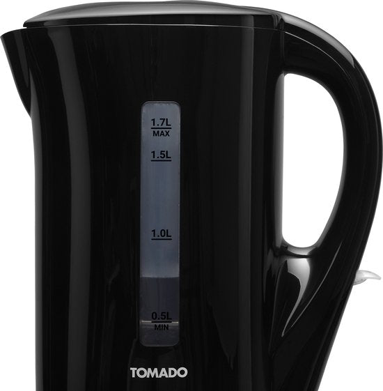 Tomado TWK1700B - Bouilloire - 1,7 litres - Plastique - Léger - Indicateur de niveau d'eau - Noir