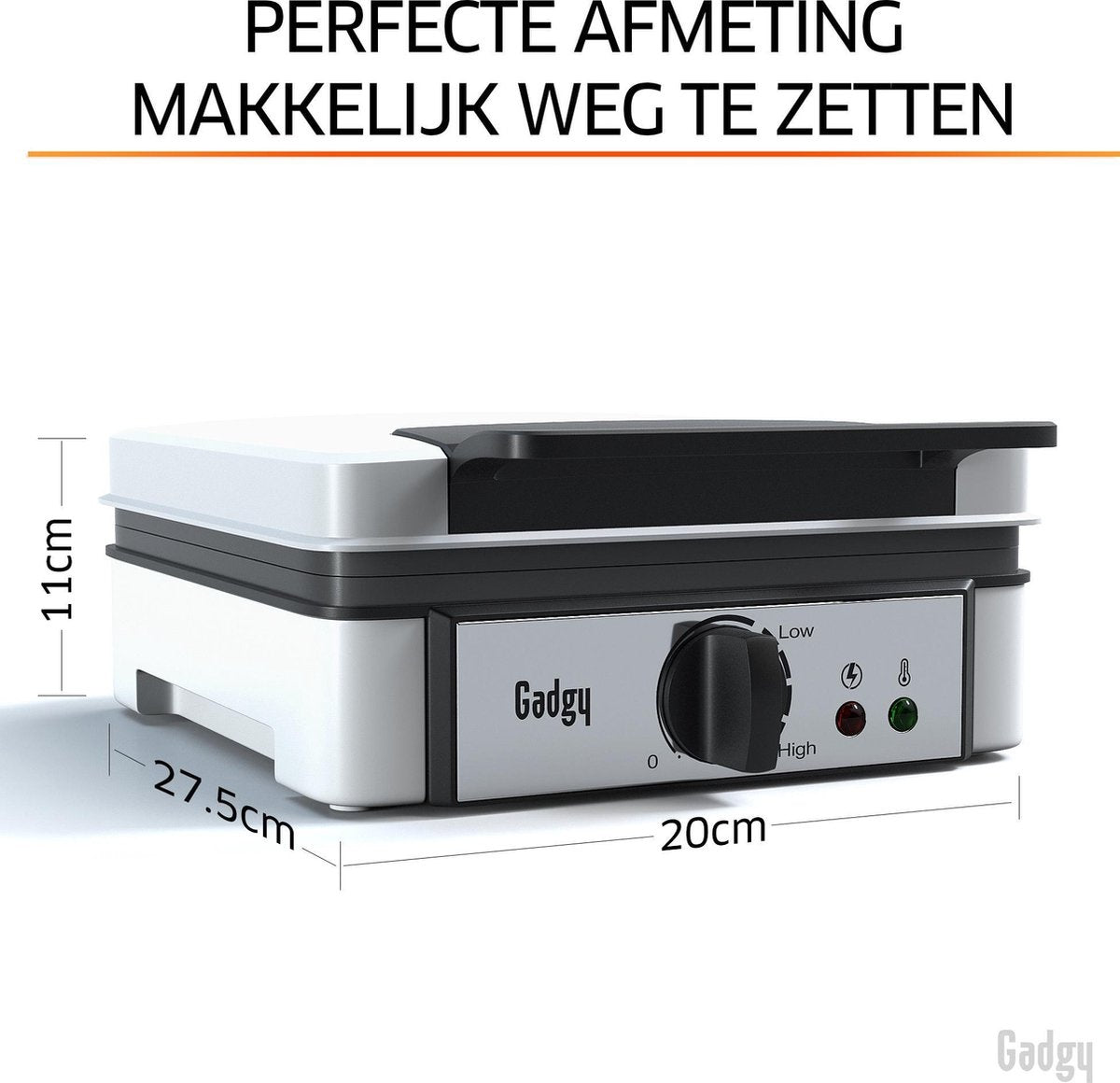 Gaufrier pour 2 gaufres de Bruxelles - Revêtement antiadhésif - Température réglable - Voyant lumineux - 1400W