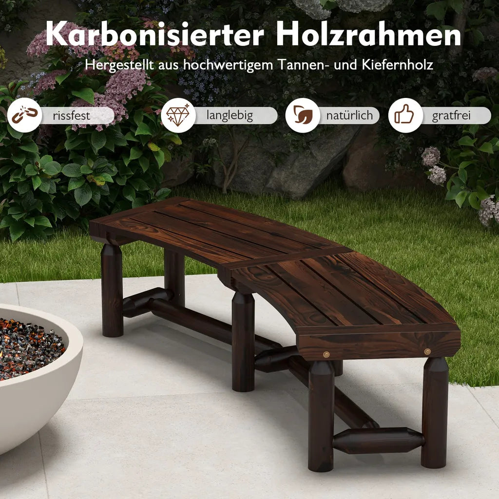 Coast Garden Bench 2-3 People - Curved - Wood - Weatherproof - Reinforced - 139 x 36 x 41 cm - Brown