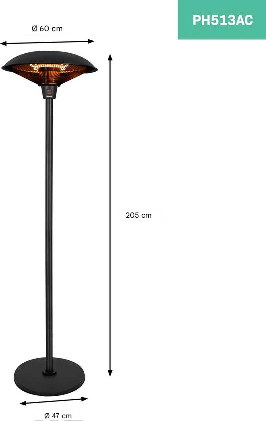 Chauffage de terrasse VONROC - 2000W - 360° - Lampe à infrarouge - Modèle sur pied