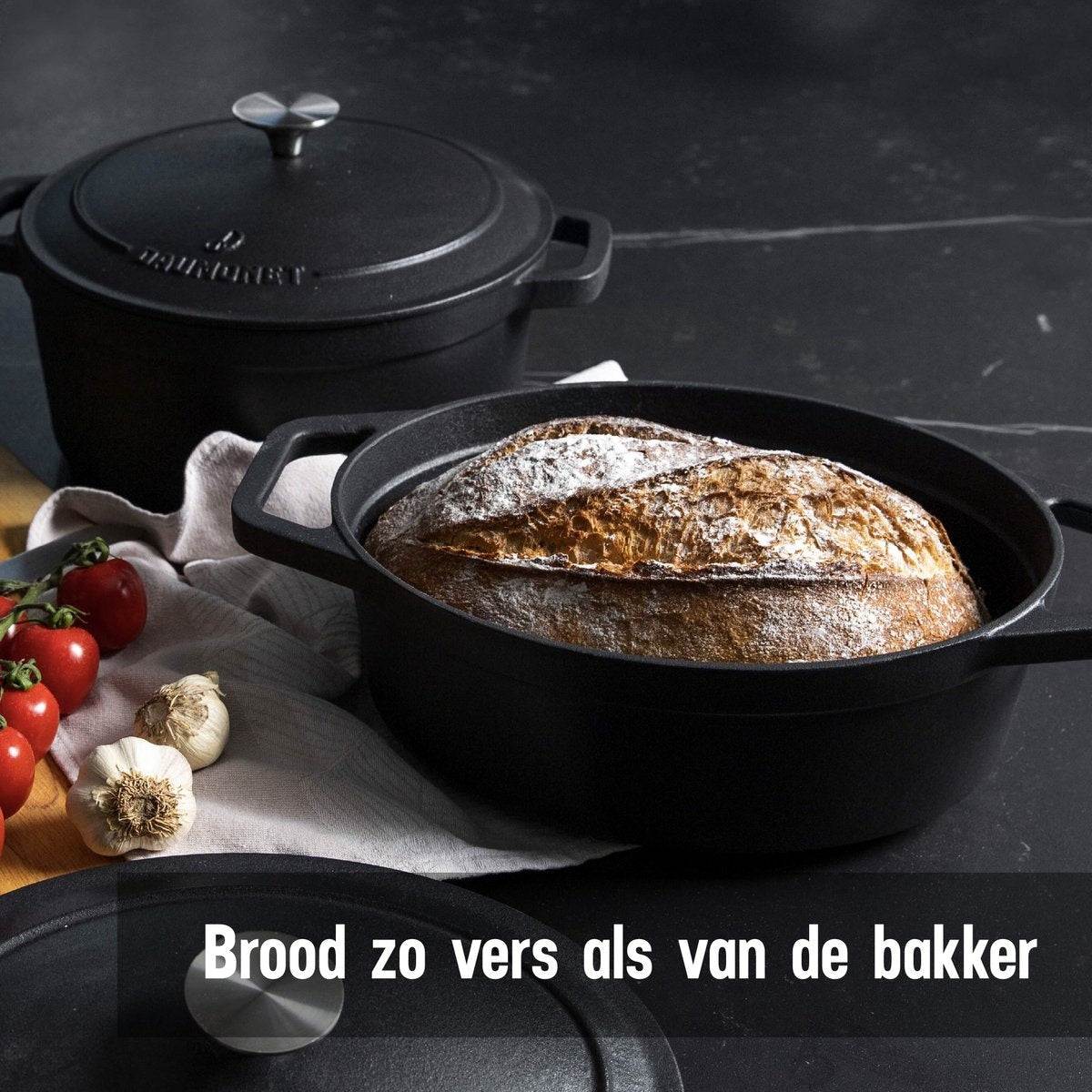 Mijoteuse Cocotte en fonte Daumonet - Marmite Faitout - Avec couvercle - Ø 29 cm - 3 litres - 100% sans PFAS & PFOA - Émail - Adapté à toutes les sources de chaleur - Électrique - Gaz - Halogène - Induction - Céramique - Lave-vaisselle - DAU-CIC-BLACK-2