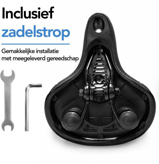 Selle de vélo ergonomique Brixy - Housse de selle incluse - Coussinets en gel et suspension - Réfléchissante - Respirante - Unisexe - Noire