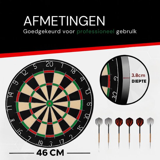 Fitby Dartboard - Set de fléchettes - Fléchettes - Fléchettes - Accessoires inclus - Sisal - Fléchettes - Flèches - Fléchettes - Professionnel