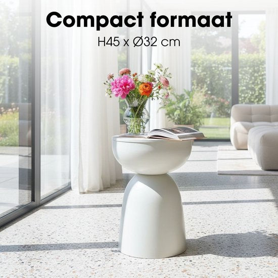 Mica Decorations Elliot Table d'appoint - Table d'appoint ronde H45 x Ø32 cm - Petite table d'appoint pour le salon ou la chambre - Idéale comme table pour plantes - Fer avec revêtement par poudrage - Blanc cassé
