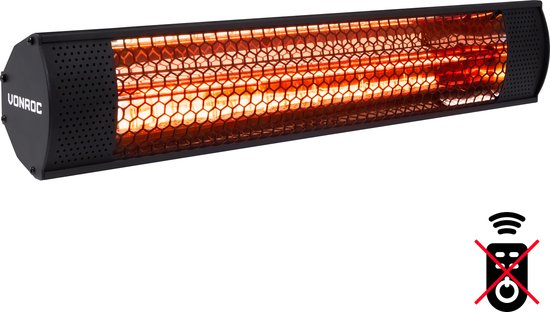 VONROC Chauffage de terrasse - Étanche et antireflet - 2000 W - 57 x 11 x 11,4 cm - Noir