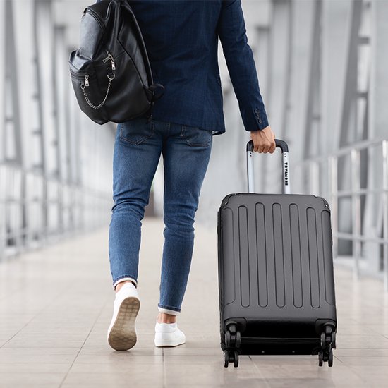 TRVLMORE Valise à main - 54x36x20 cm - 38L - Légère et résistante - Noire - Convient aux cabines d'avion