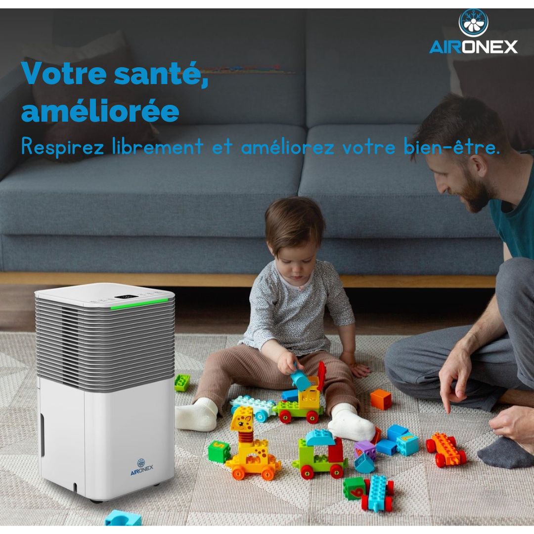Déshumidificateur - Aironex - Jusqu'à 12 L par jour - Blanc