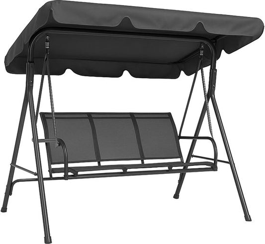Brixy Swing Bench - 3 places - Auvent réglable - Résistant aux UV - 170x118x153cm - Anthracite