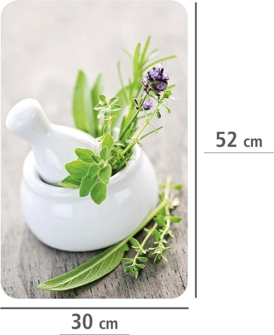 Wenko : Caches pour plaque de cuisson - Herb Garden - 52 x 30 cm - Verre - Blanc - Lot de 2