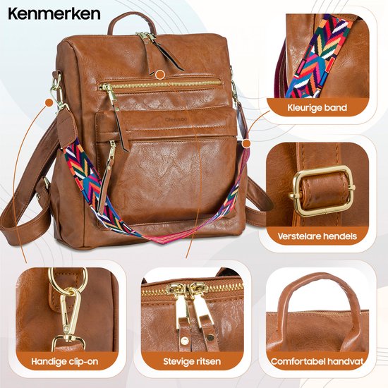 Sac à dos Glennoo - Sac à dos femmes - Imperméable - Petit - Compartiment antivol - Dos, épaule, sac à main