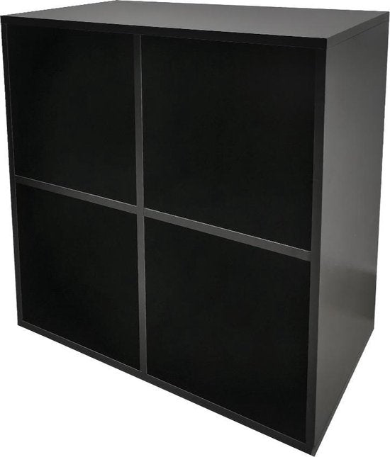 Meuble de rangement pour disques vinyles - rangement disques vinyles lp - bibliothèque - 4 compartiments - noir